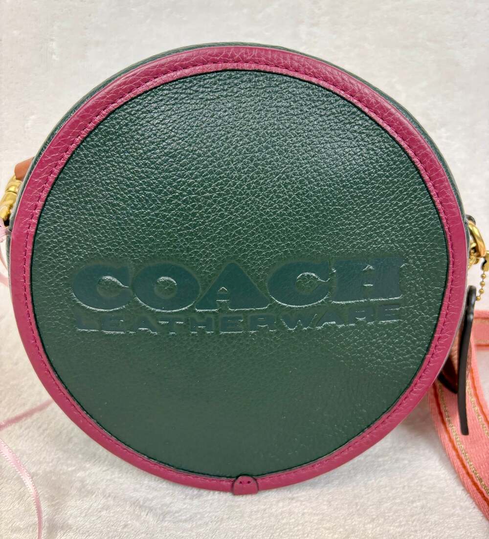 Coach Kia Circle Bag in Amazon Green Colorblock Pebble Leather
